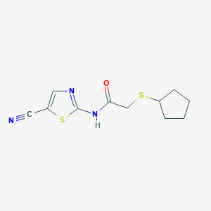 molecular formula C11H13N3OS2 B14876572 N-(5-cyanothiazol-2-yl)-2-(cyclopentylthio)acetamide 