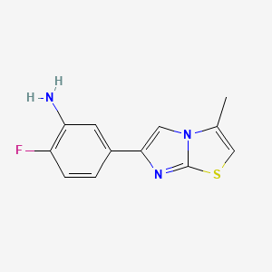 [2-Fluoro-5-(3-methylimidazo[2,1-b][1,3]thiazol-6-yl)phenyl]amine