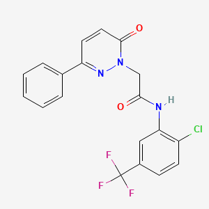 molecular formula C19H13ClF3N3O2 B14876750 N-(2-chloro-5-(trifluoromethyl)phenyl)-2-(6-oxo-3-phenylpyridazin-1(6H)-yl)acetamide 