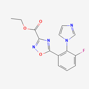 molecular formula C14H11FN4O3 B1487699 ethyl 5-[3-fluoro-2-(1H-imidazol-1-yl)phenyl]-1,2,4-oxadiazole-3-carboxylate CAS No. 1333915-48-2