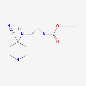 molecular formula C15H26N4O2 B14877152 Tert-butyl 3-((4-cyano-1-methylpiperidin-4-yl)amino)azetidine-1-carboxylate 
