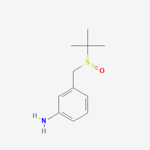 B1487735 3-[(2-Methylpropane-2-sulfinyl)methyl]aniline CAS No. 28288-33-7