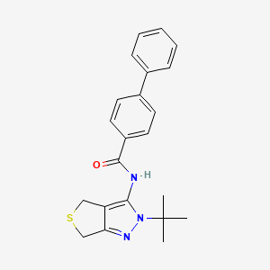 molecular formula C22H23N3OS B14877416 N-(2-(tert-butyl)-4,6-dihydro-2H-thieno[3,4-c]pyrazol-3-yl)-[1,1'-biphenyl]-4-carboxamide 