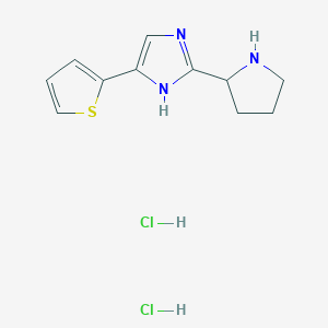 molecular formula C11H15Cl2N3S B1487743 2-(pyrrolidin-2-yl)-4-(thiophen-2-yl)-1H-imidazole dihydrochloride CAS No. 1311314-00-7