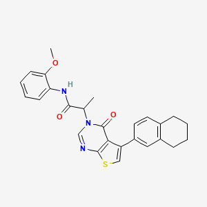 molecular formula C26H25N3O3S B14877510 N-(2-methoxyphenyl)-2-(4-oxo-5-(5,6,7,8-tetrahydronaphthalen-2-yl)thieno[2,3-d]pyrimidin-3(4H)-yl)propanamide 