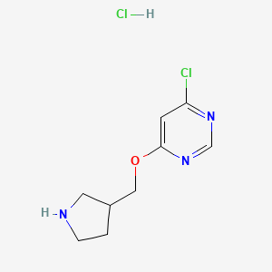 molecular formula C9H13Cl2N3O B1487780 4-Chloro-6-(pyrrolidin-3-ylmethoxy)pyrimidine hydrochloride CAS No. 1220038-29-8