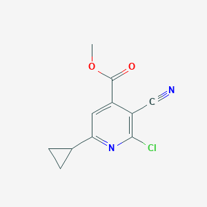 molecular formula C11H9ClN2O2 B14877863 Methyl 2-chloro-3-cyano-6-cyclopropylisonicotinate 