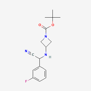 molecular formula C16H20FN3O2 B14878172 Tert-butyl 3-((cyano(3-fluorophenyl)methyl)amino)azetidine-1-carboxylate 