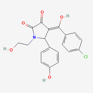 molecular formula C19H16ClNO5 B14878180 4-[(4-chlorophenyl)carbonyl]-3-hydroxy-1-(2-hydroxyethyl)-5-(4-hydroxyphenyl)-1,5-dihydro-2H-pyrrol-2-one 