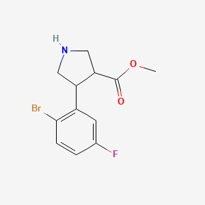 molecular formula C12H13BrFNO2 B14878231 Methyl 4-(2-bromo-5-fluorophenyl)pyrrolidine-3-carboxylate 