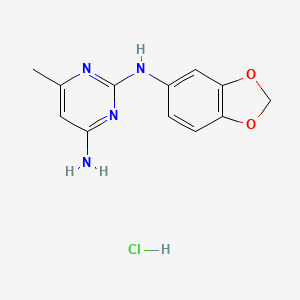molecular formula C12H13ClN4O2 B14878339 N~2~-1,3-benzodioxol-5-yl-6-methylpyrimidine-2,4-diamine hydrochloride 