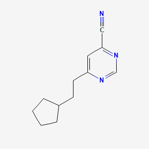 molecular formula C12H15N3 B14878488 6-(2-Cyclopentylethyl)pyrimidine-4-carbonitrile 