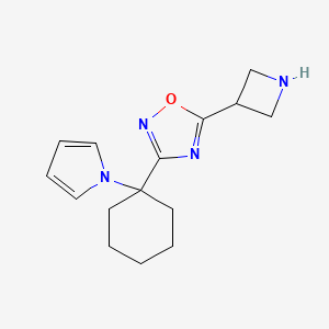 molecular formula C15H20N4O B14878687 3-(1-(1H-pyrrol-1-yl)cyclohexyl)-5-(azetidin-3-yl)-1,2,4-oxadiazole 