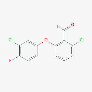 molecular formula C13H7Cl2FO2 B1487876 2-Chloro-6-(3-chloro-4-fluorophenoxy)benzaldehyde CAS No. 1484597-17-2
