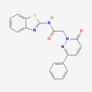 molecular formula C19H14N4O2S B14879082 N-(benzo[d]thiazol-2-yl)-2-(6-oxo-3-phenylpyridazin-1(6H)-yl)acetamide 