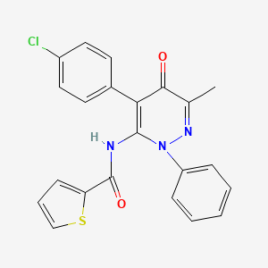 molecular formula C22H16ClN3O2S B14879096 N-(4-(4-chlorophenyl)-6-methyl-5-oxo-2-phenyl-2,5-dihydropyridazin-3-yl)thiophene-2-carboxamide 