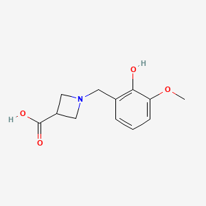 molecular formula C12H15NO4 B1487920 1-[(2-Hydroxy-3-methoxyphenyl)methyl]azetidine-3-carboxylic acid CAS No. 1467455-57-7