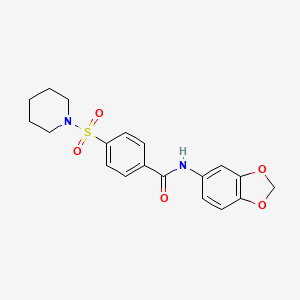 molecular formula C19H20N2O5S B14879748 N-(1,3-benzodioxol-5-yl)-4-(piperidin-1-ylsulfonyl)benzamide 