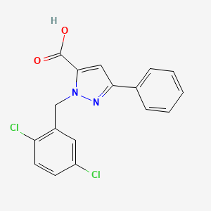 molecular formula C17H12Cl2N2O2 B14879874 1-(2,5-Dichlorobenzyl)-3-phenyl-1H-pyrazole-5-carboxylic acid 