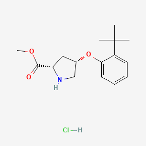molecular formula C16H24ClNO3 B1487989 Methyl (2S,4S)-4-[2-(tert-butyl)phenoxy]-2-pyrrolidinecarboxylate hydrochloride CAS No. 1354488-22-4