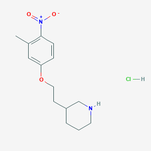molecular formula C14H21ClN2O3 B1487992 3-[2-(3-Methyl-4-nitrophenoxy)ethyl]piperidine hydrochloride CAS No. 1220038-03-8