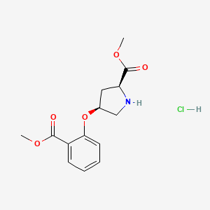 molecular formula C14H18ClNO5 B1487993 (2S,4S)-4-[2-(甲氧羰基)苯氧基]-2-吡咯烷酮甲酸甲酯盐酸盐 CAS No. 1354486-85-3