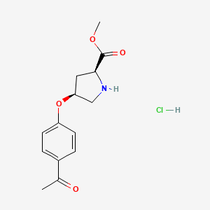 molecular formula C14H18ClNO4 B1488001 Methyl (2S,4S)-4-(4-acetylphenoxy)-2-pyrrolidinecarboxylate hydrochloride CAS No. 1266111-71-0