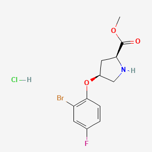 molecular formula C12H14BrClFNO3 B1488002 Methyl (2S,4S)-4-(2-bromo-4-fluorophenoxy)-2-pyrrolidinecarboxylate hydrochloride CAS No. 1354488-20-2