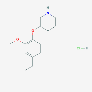 molecular formula C15H24ClNO2 B1488011 2-Methoxy-4-propylphenyl 3-piperidinyl ether hydrochloride CAS No. 1220019-58-8