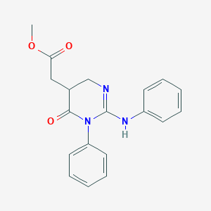 molecular formula C19H19N3O3 B1488028 Methyl (2-anilino-6-oxo-1-phenyl-1,4,5,6-tetrahydropyrimidin-5-yl)acetate CAS No. 1374509-44-0