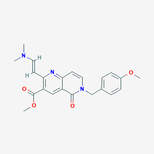 molecular formula C22H23N3O4 B1488033 methyl 2-[(E)-2-(dimethylamino)vinyl]-6-(4-methoxybenzyl)-5-oxo-5,6-dihydro-1,6-naphthyridine-3-carboxylate CAS No. 1374510-89-0