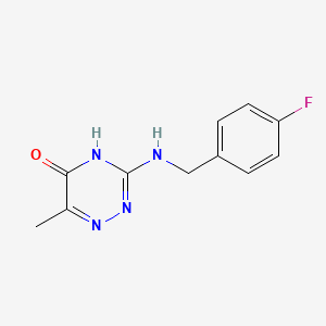 molecular formula C11H11FN4O B14880427 3-[(4-Fluorobenzyl)amino]-6-methyl-1,2,4-triazin-5-ol 