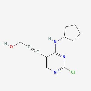 molecular formula C12H14ClN3O B1488084 3-(2-Chloro-4-(cyclopentylamino)pyrimidin-5-yl)prop-2-yn-1-ol CAS No. 1374639-76-5