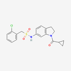 molecular formula C19H19ClN2O3S B14881087 1-(2-chlorophenyl)-N-(1-(cyclopropanecarbonyl)indolin-6-yl)methanesulfonamide 