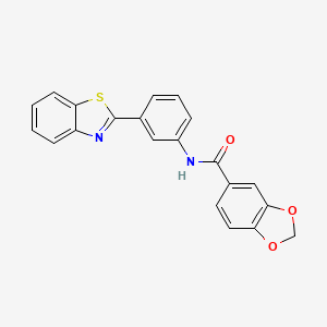 molecular formula C21H14N2O3S B14881172 N-[3-(1,3-benzothiazol-2-yl)phenyl]-1,3-benzodioxole-5-carboxamide 