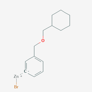molecular formula C14H19BrOZn B14881348 3-[(Cyclohexanemethoxy)methyl]phenylZinc bromide 