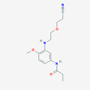 molecular formula C15H21N3O3 B148816 Propanamide, N-[3-[[2-(2-cyanoethoxy)ethyl]amino]-4-methoxyphenyl]- CAS No. 126224-16-6
