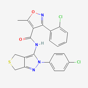 molecular formula C22H16Cl2N4O2S B14882597 3-(2-chlorophenyl)-N-(2-(4-chlorophenyl)-4,6-dihydro-2H-thieno[3,4-c]pyrazol-3-yl)-5-methylisoxazole-4-carboxamide 