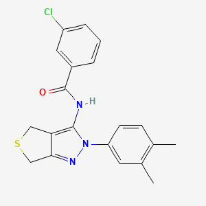 molecular formula C20H18ClN3OS B14882599 3-chloro-N-(2-(3,4-dimethylphenyl)-4,6-dihydro-2H-thieno[3,4-c]pyrazol-3-yl)benzamide 
