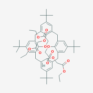 molecular formula C58H76O12 B148826 2-[[5,11,17,23-Tetratert-butyl-26,27,28-tris(2-ethoxy-2-oxoethoxy)-25-pentacyclo[19.3.1.13,7.19,13.115,19]octacosa-1(24),3(28),4,6,9,11,13(27),15,17,19(26),21(25),22-dodecaenyl]oxy]acetic acid CAS No. 136734-88-8