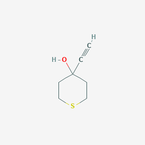 molecular formula C7H10OS B14882653 4-Ethynylthian-4-ol 