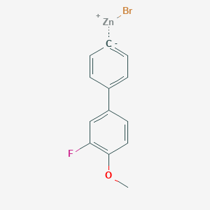 molecular formula C13H10BrFOZn B14882764 4-(3-Fluoro-4-methoxyphenyl)phenylZinc bromide 