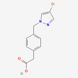molecular formula C12H11BrN2O2 B14882840 2-(4-((4-bromo-1H-pyrazol-1-yl)methyl)phenyl)acetic acid 