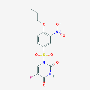 molecular formula C13H12FN3O7S B148834 2,4(1H,3H)-Pyrimidinedione, 5-fluoro-1-((3-nitro-4-propoxyphenyl)sulfonyl)- CAS No. 128887-35-4