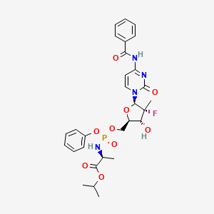 molecular formula C29H34FN4O9P B14885029 Isopropyl ((((2R,3R,4R,5R)-5-(4-benzamido-2-oxopyrimidin-1(2H)-yl)-4-fluoro-3-hydroxy-4-methyltetrahydrofuran-2-yl)methoxy)(phenoxy)phosphoryl)-L-alaninate 
