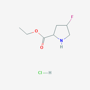 molecular formula C7H13ClFNO2 B1488569 Ethyl 4-fluoropyrrolidine-2-carboxylate hydrochloride CAS No. 2097955-65-0