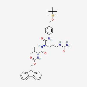 molecular formula C39H53N5O6Si B14886183 (9H-Fluoren-9-yl)methyl ((R)-1-(((R)-1-((4-(((tert-butyldimethylsilyl)oxy)methyl)phenyl)amino)-1-oxo-5-ureidopentan-2-yl)amino)-3-methyl-1-oxobutan-2-yl)carbamate 