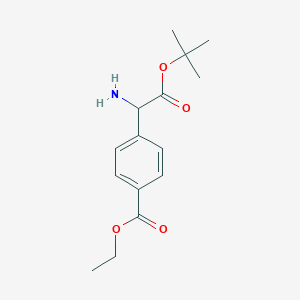 molecular formula C15H21NO4 B14886769 Ethyl 4-[1-amino-2-[(2-methylpropan-2-yl)oxy]-2-oxoethyl]benzoate 