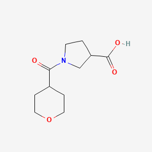molecular formula C11H17NO4 B1488779 1-(Oxane-4-carbonyl)pyrrolidine-3-carboxylic acid CAS No. 1341843-46-6