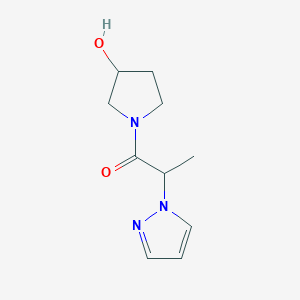 molecular formula C10H15N3O2 B1488901 1-(3-hydroxypyrrolidin-1-yl)-2-(1H-pyrazol-1-yl)propan-1-one CAS No. 1344374-98-6
